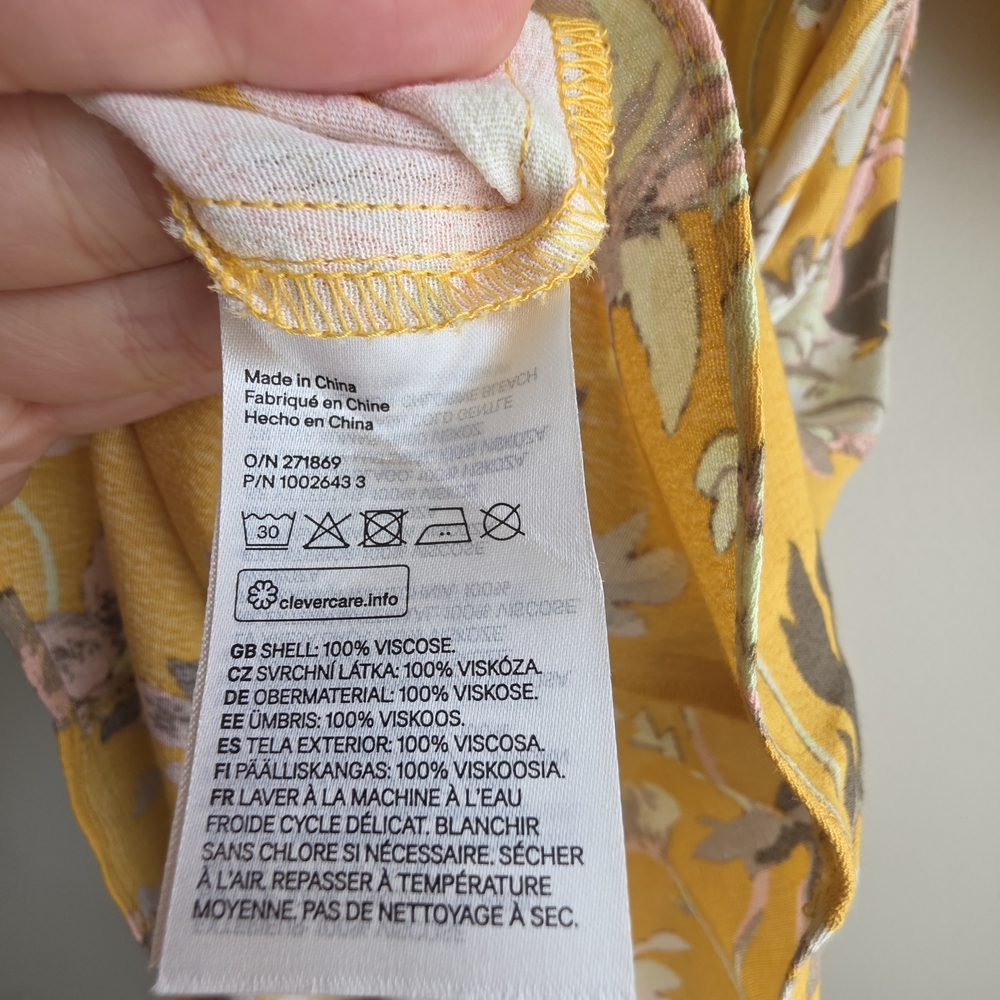 H&M Mustard Yellow Floral Smocked Off-The-Shoulder Mini Dress - Picture 7 of 12